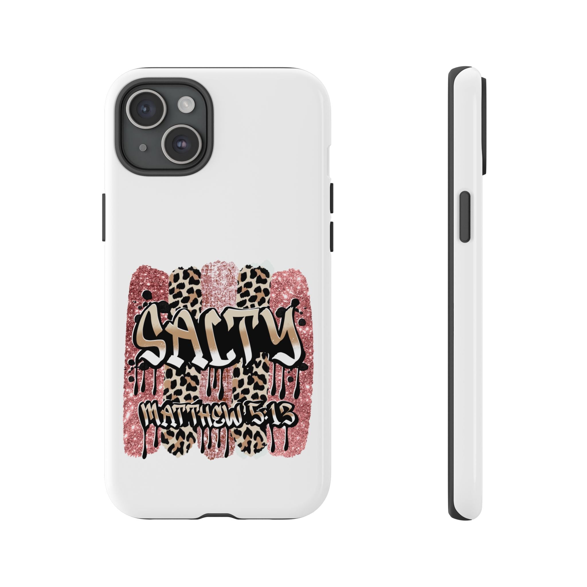 Salty Matthew 5:13 Scripture Leopard Pink Glitter Tough Case — Matthew 5:13 Scripture Phone Cover