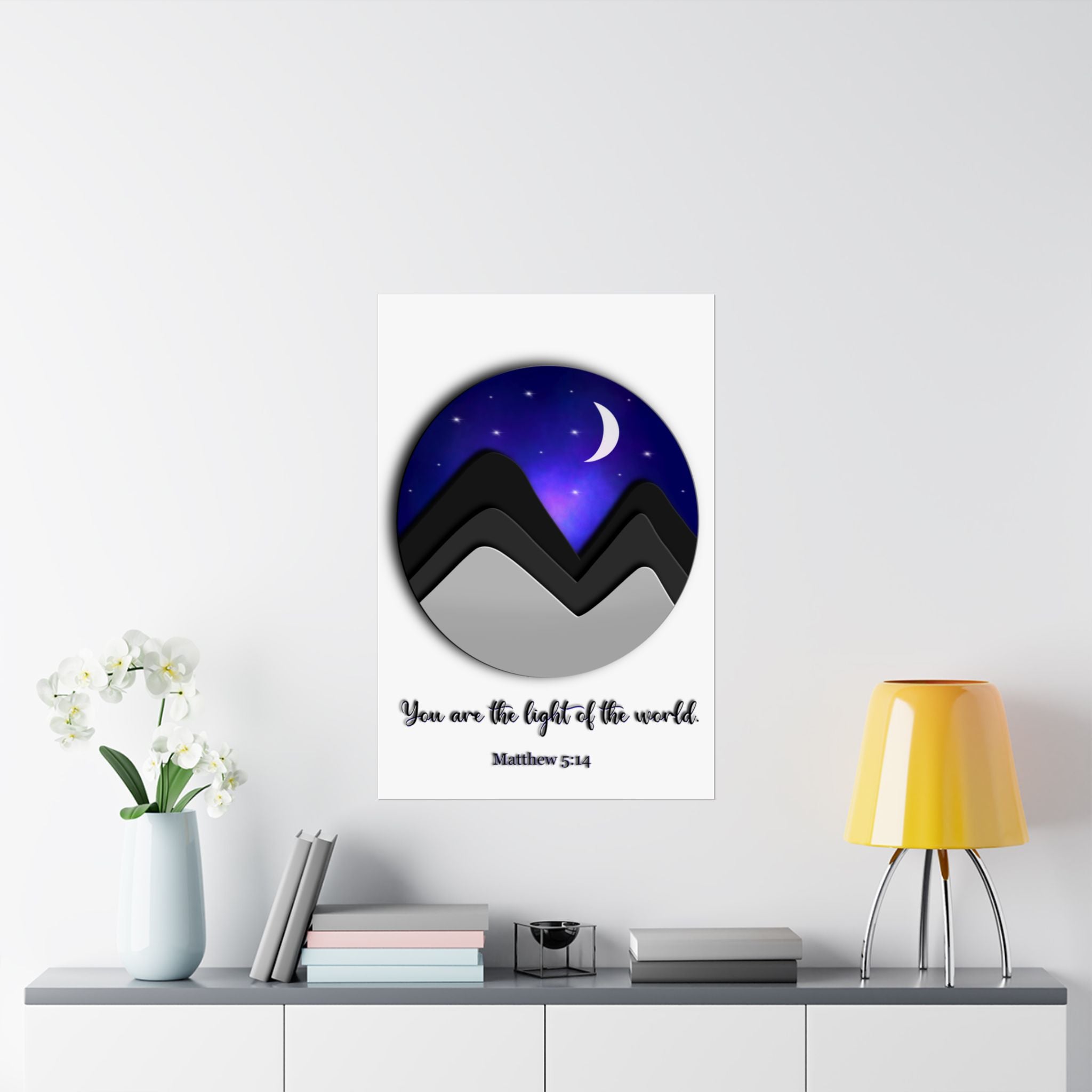Inspirational Night Sky Poster — "You Are the Light of the World" Matte Vertical Art