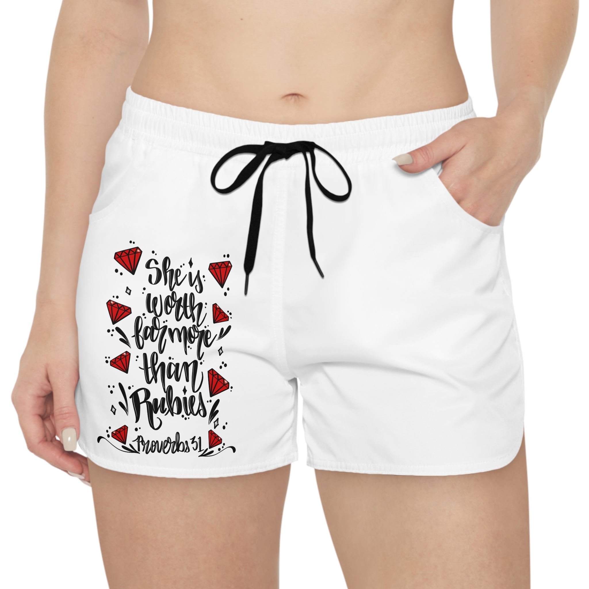 Women's Casual Shorts - "She's Worth Far More Than Rubies" Proverbs 31 Biblical Graphic