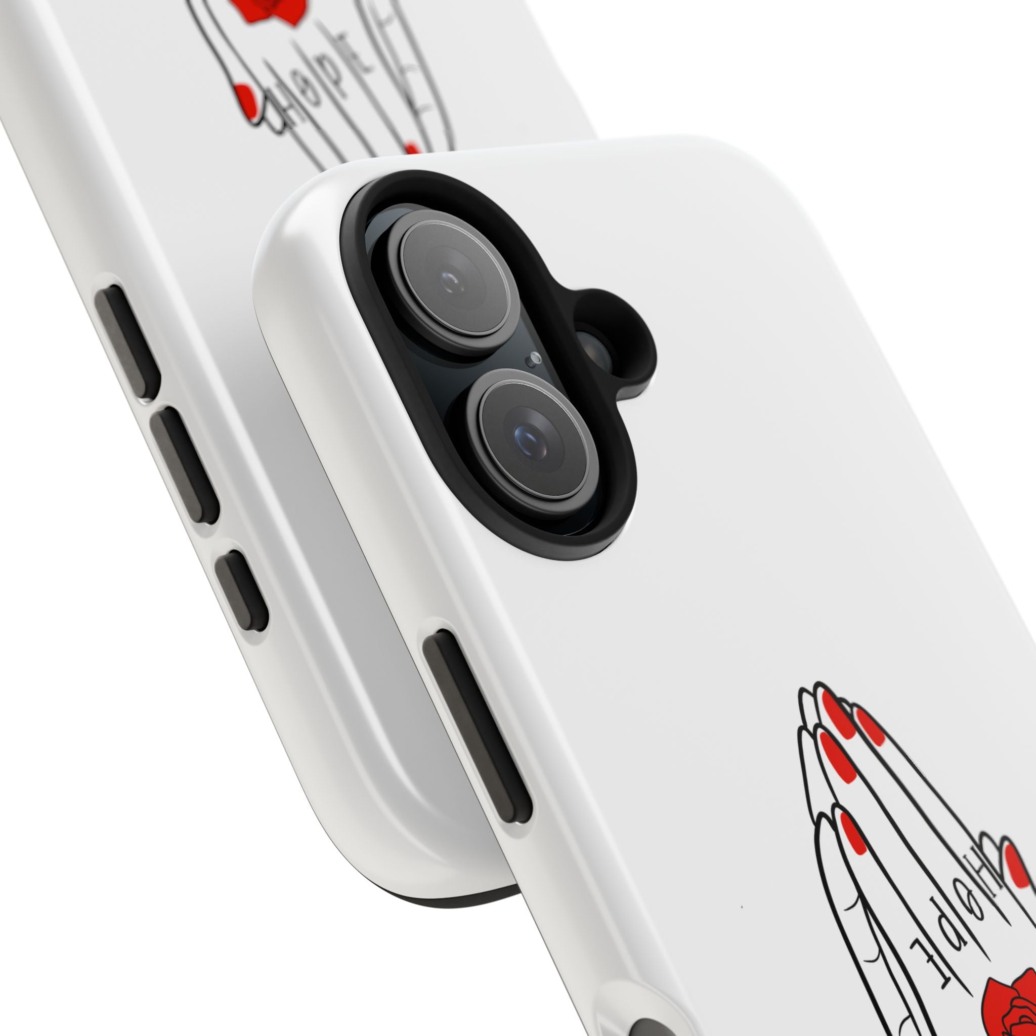 Pray Harder Phone Case — Tough Protective Phone Cover with Praying Hands & Rose Design
