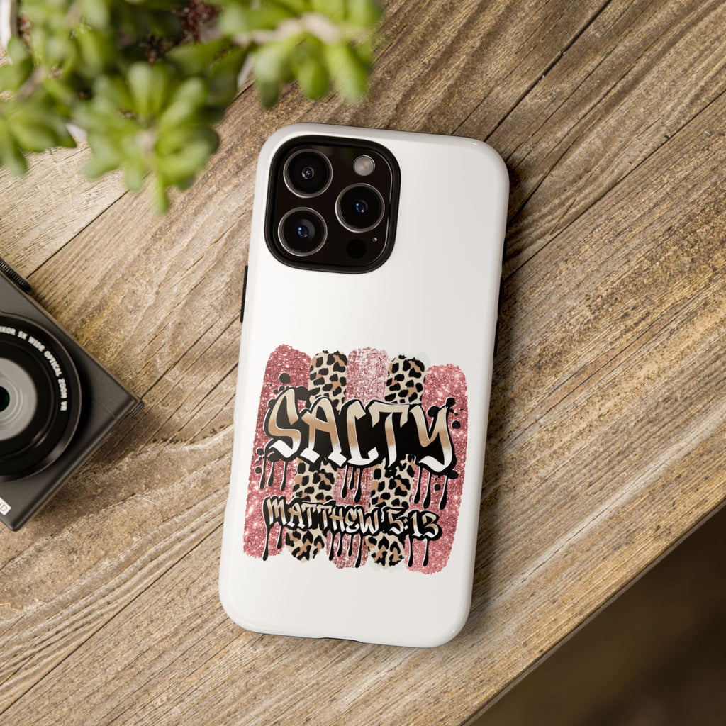 Salty Matthew 5:13 Scripture Leopard Pink Glitter Tough Case — Matthew 5:13 Scripture Phone Cover